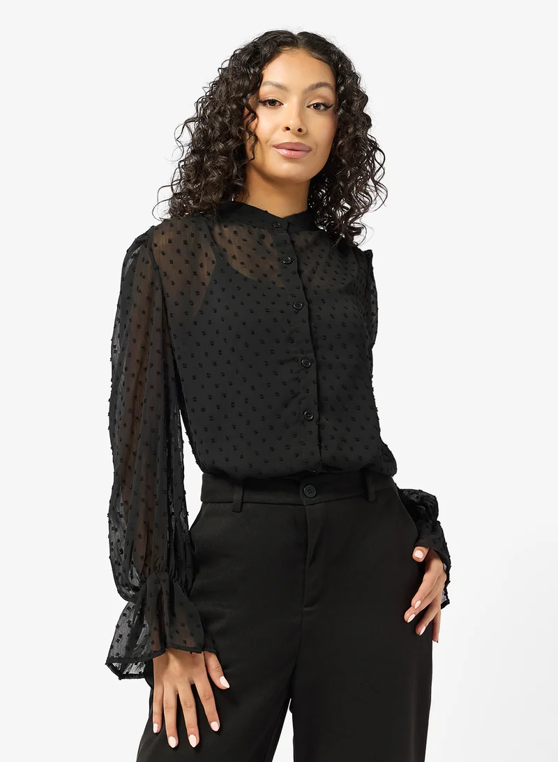 جينجر Pleat Detail Button Down Shirt